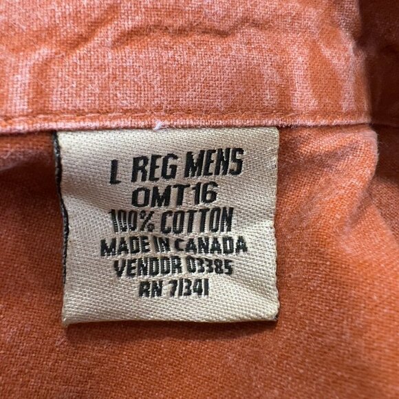 LL Bean Mens Large Regular Long Sleeve Button Up Rust Orange Shirt - Picture 8 of 11